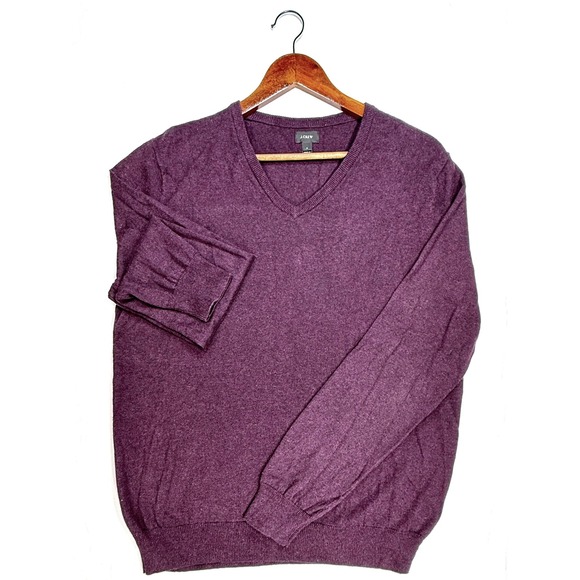 J. Crew, Men's V Neck Sweater, Purple‎ Cotton Cashmere Blend, Size Medium - Picture 2 of 6